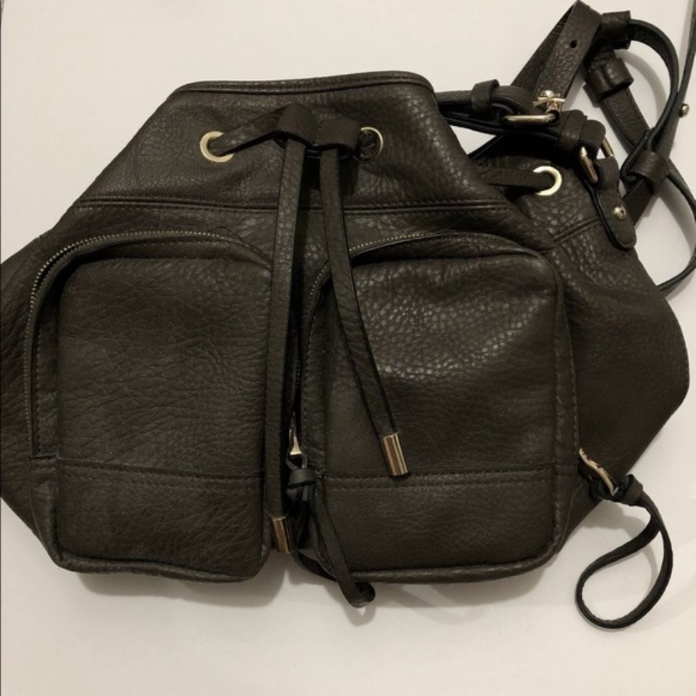 Zara Khaki Drawstring Bucket Bag